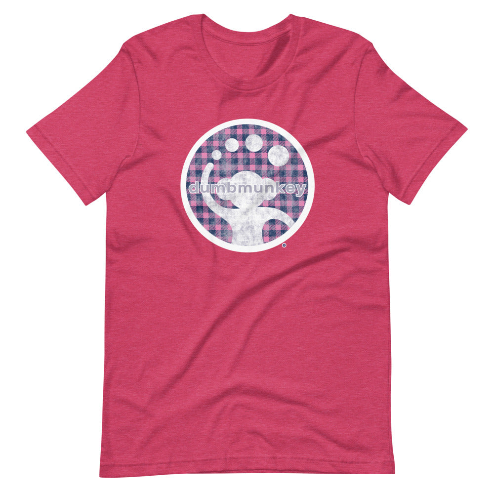 Dumbmunkey "Plaid Pink" Men's/Unisex T-Shirt