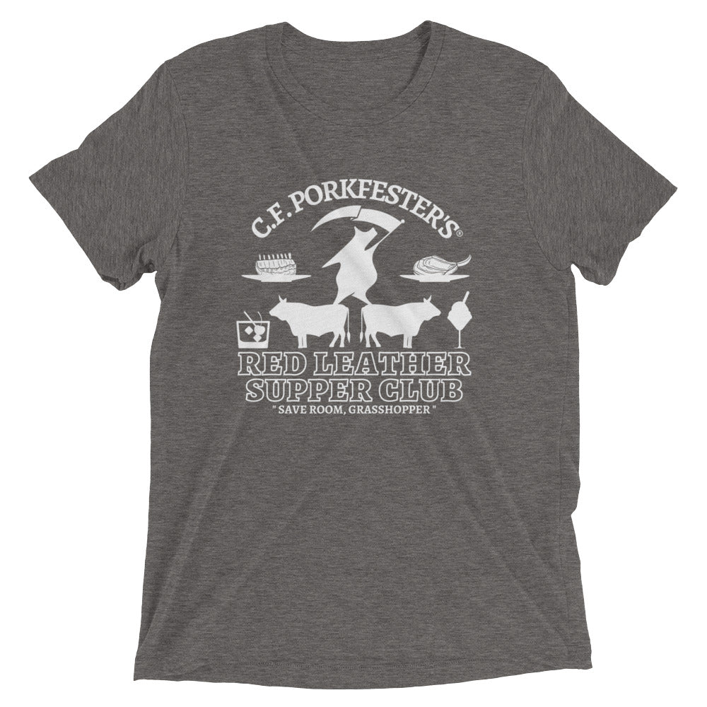 C.F. Porkfester's "Red Leather Supper Club" Men's/Unisex Tri-blend Tee